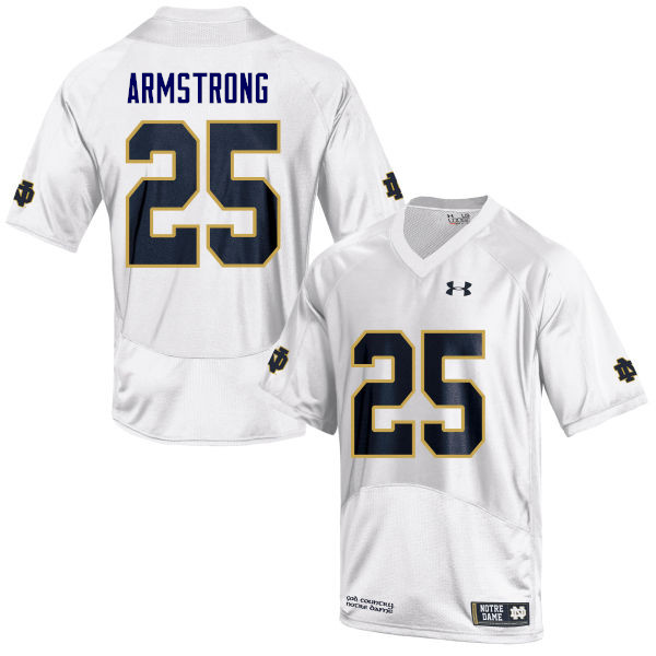 Men's NCAA Notre Dame Fighting Irish #25 Jafar Armstrong Stitched College Under Armour Authentic White Football Jersey QP10X26TD